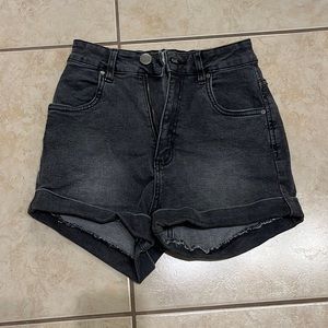 High Waisted Stretchy Black Jean Shorts